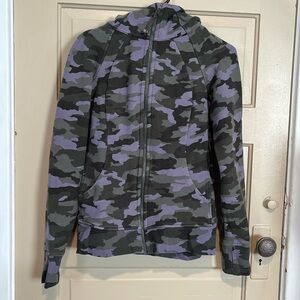 Lululemon zipper hoodie size 8 camouflage purple and green